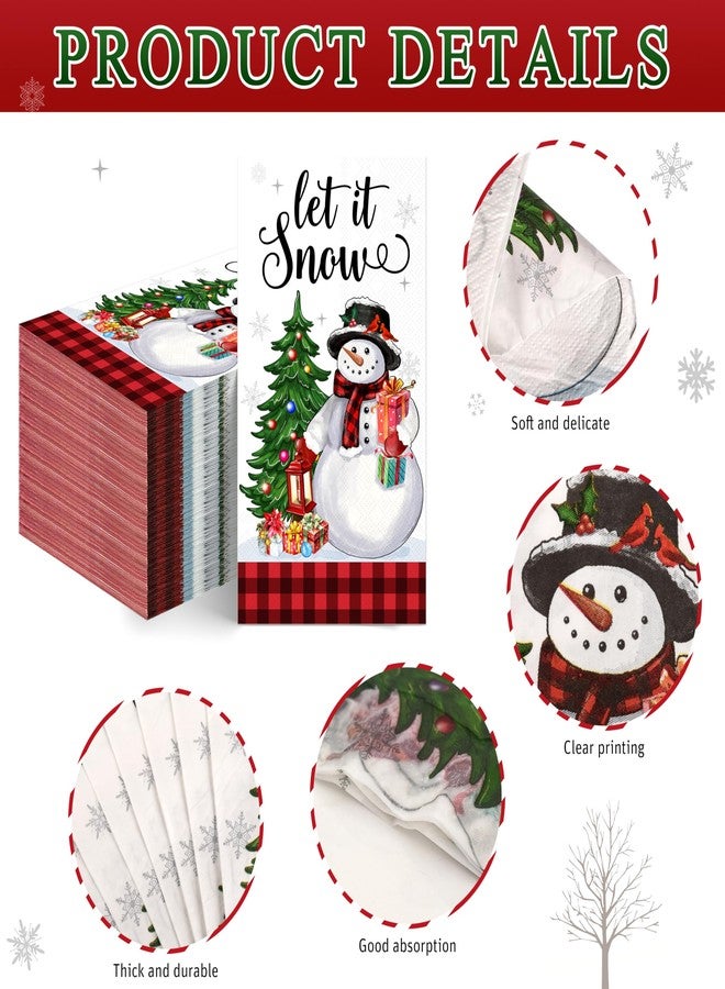 Fayoo 100Pcs Christmas Snowman Paper Napkins -Disposable Decorative Guest Napkins for Christmas Dinner Party Supplies (7.87 x 4.3 lnch) - Image 3
